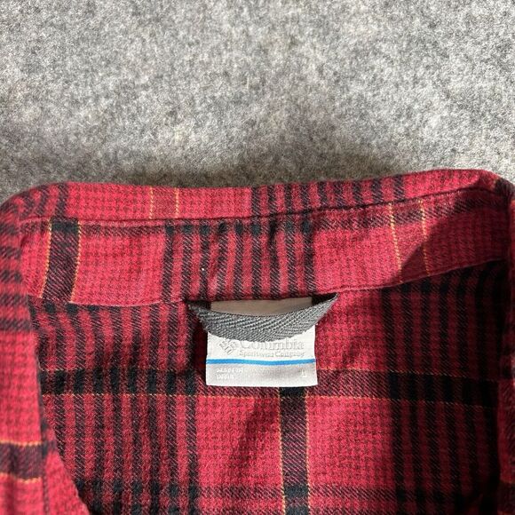 Columbia Flannel Shirt Mens Large Buffalo Plaid Red Black Button Down Outdoor - Picture 5 of 7